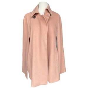 NWT Zara pink cape coat collared black buttons size L beautiful dusty rose